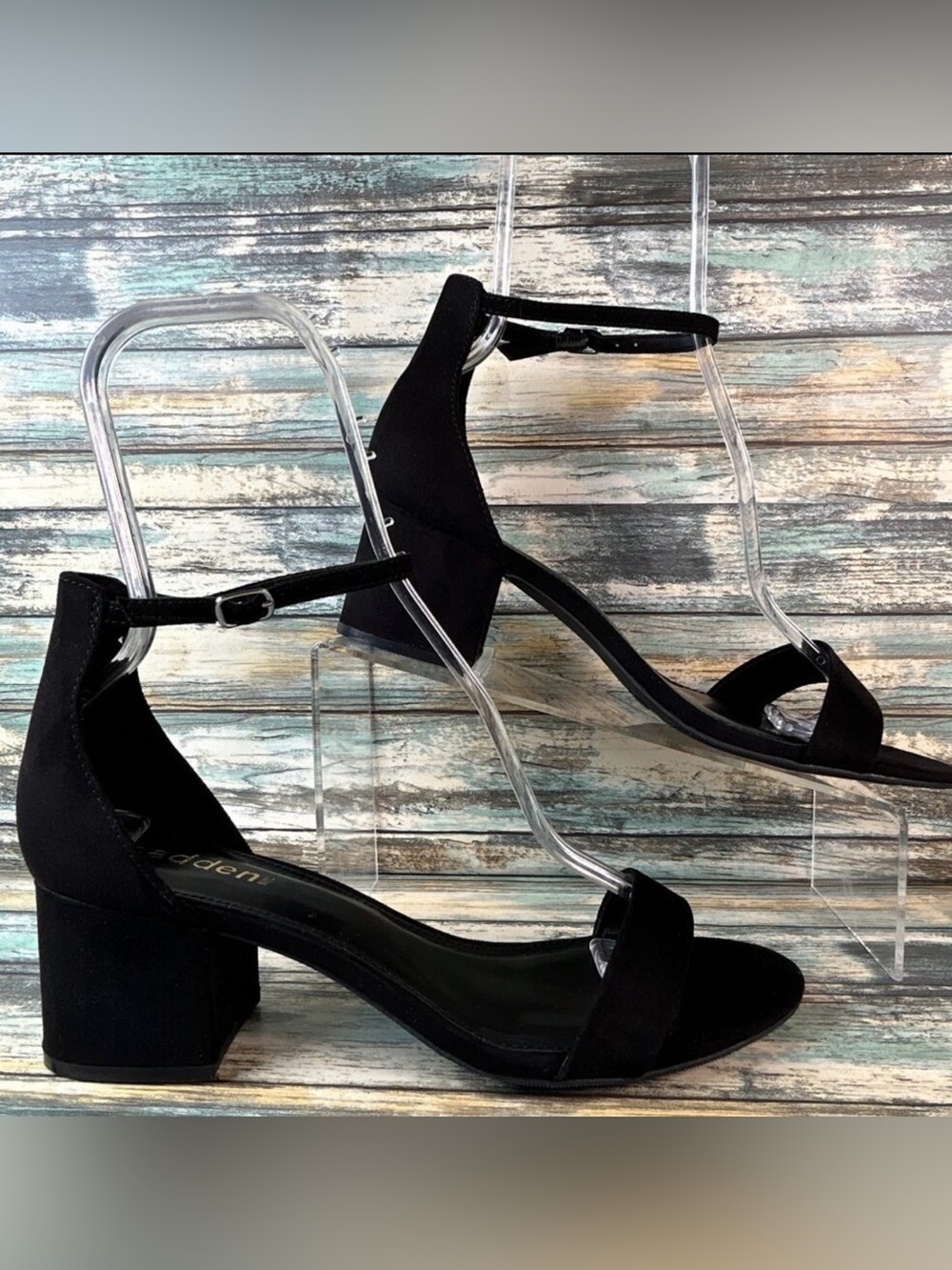 Steve Madden Isabell Sandal Size 10M Black Block Heel Open Toe Ankle Strap Dress